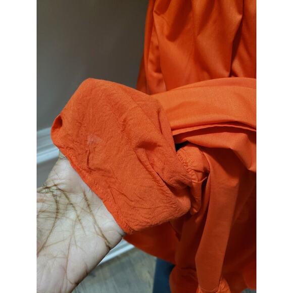 STACCATO Women's Orange Pleated Button Front Short Sleeve Long Maxi Dress Medium - Picture 7 of 16